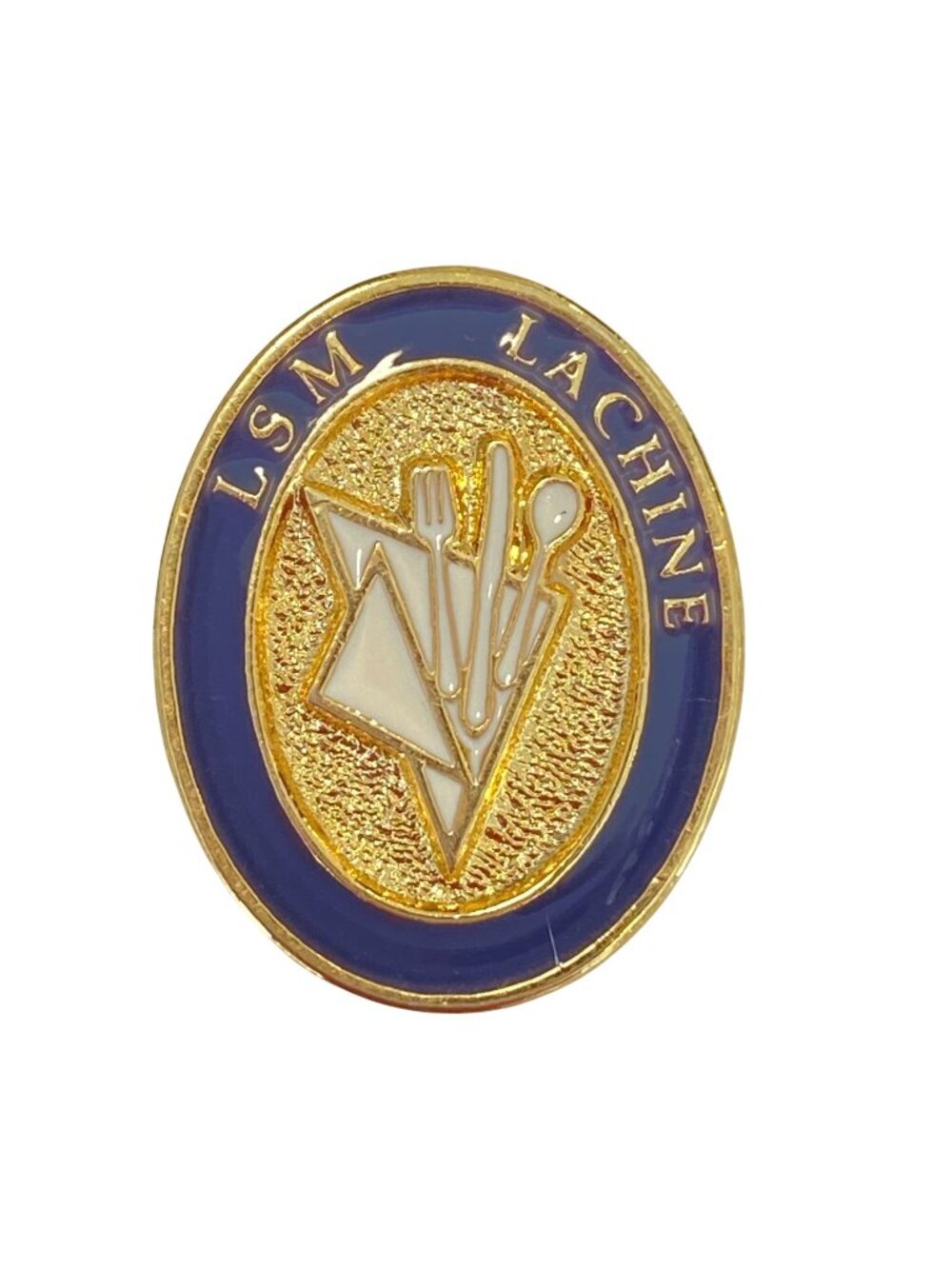 LSM Lachine organisation  Gold & Blue Oval Lapel Pin Badge brooch